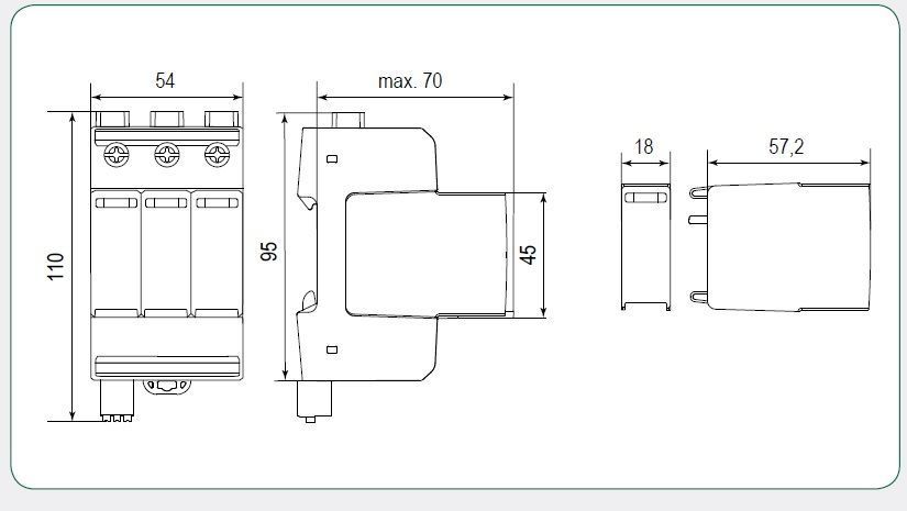 Ограничитель перенапряжения ETITEC M T2 PV 250/20 Y RC (для PV систем) - 2440733 2440733 фото