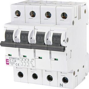 Автоматичний вимикач ETIMAT 10 3p+N C 1,6А (10 kA) - 2136707 2136707 фото