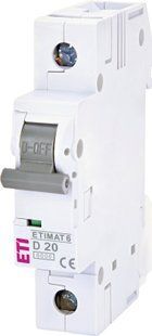 Автоматичний вимикач ETIMAT 6 1p D 20A (6kA) - 2161517 2161517 фото