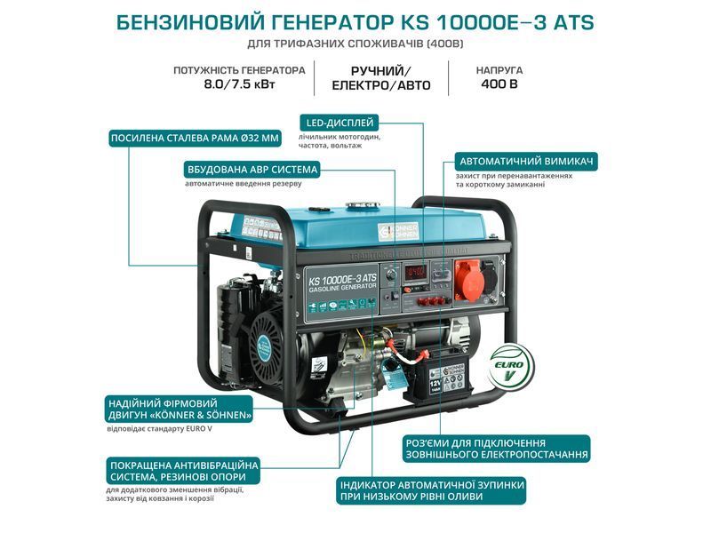 Генератор бензиновий K&ouml;nner&S&ouml;hnen KS 10000E-3 ATS (8.0 кВт) - KS10000E-3ATS KS10000E-3ATS фото