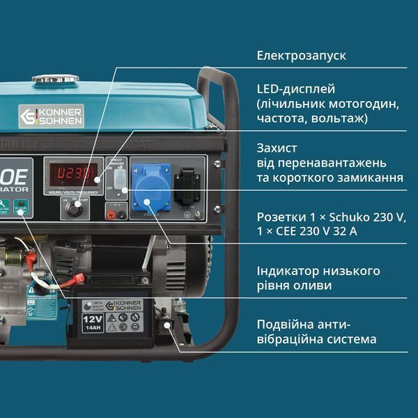 Генератор бензиновий K&ouml;nner&S&ouml;hnen KS 7000E (5.5 кВт) - KS7000E KS7000E фото