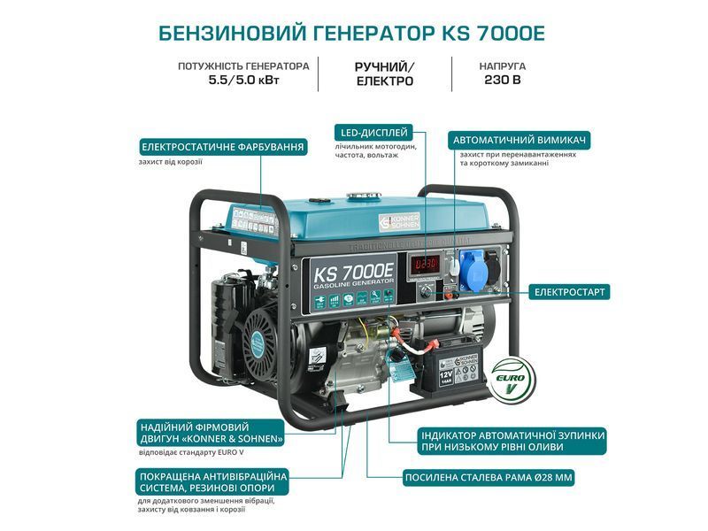 Генератор бензиновий K&ouml;nner&S&ouml;hnen KS 7000E (5.5 кВт) - KS7000E KS7000E фото