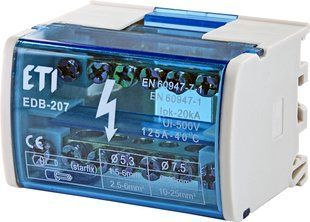 Блок розподільчий ETI EDB-207 2p, L+PE/N, 125A (7 виходів) - 1102300 1102300 фото