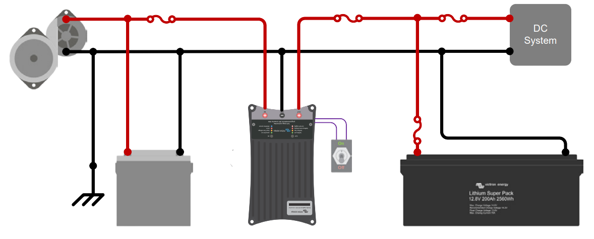 Diagram of charging a LiFePO4 battery via a Buck-Boost DC-DC converter